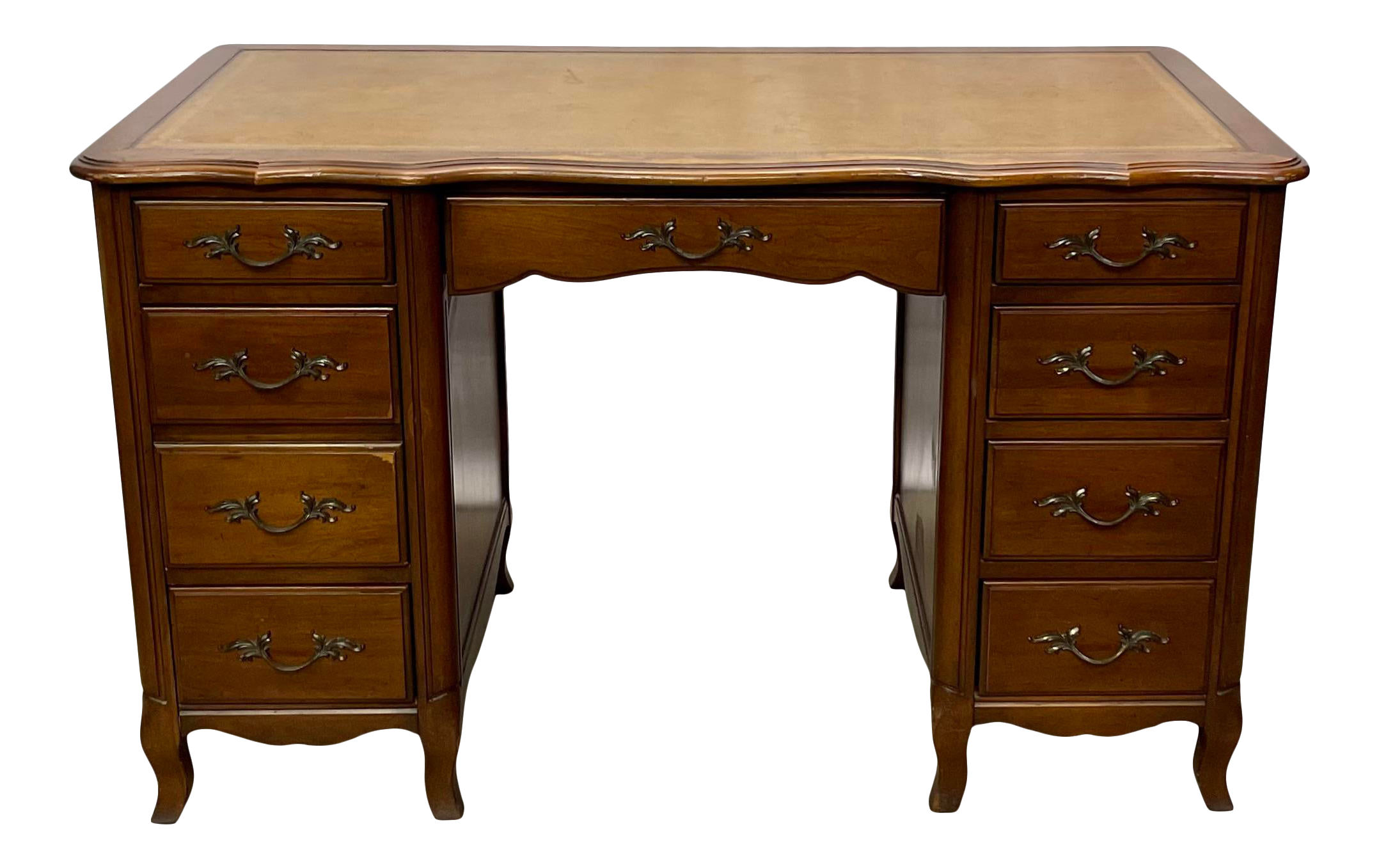 Vintage French Provincial Inlaid Carved Kidney Shaped Ladies Writing Desk